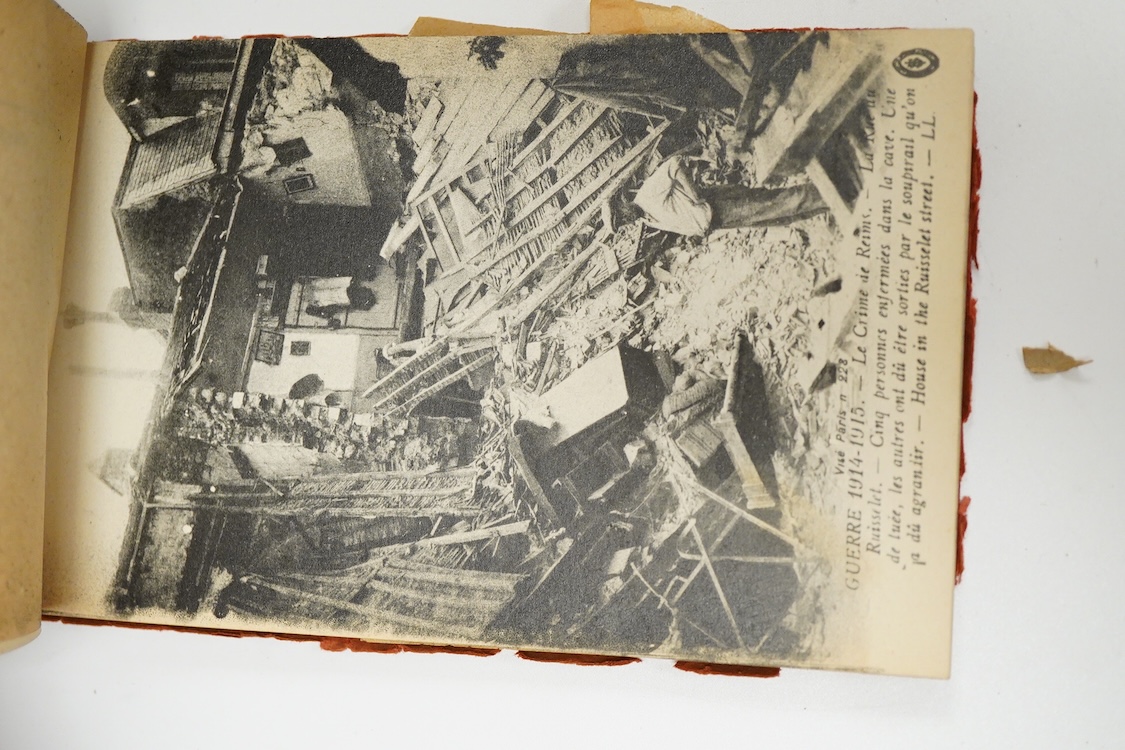 An album of Edwardian and later postcards and a small WWI La Guerre Europeenne booklet of postcards